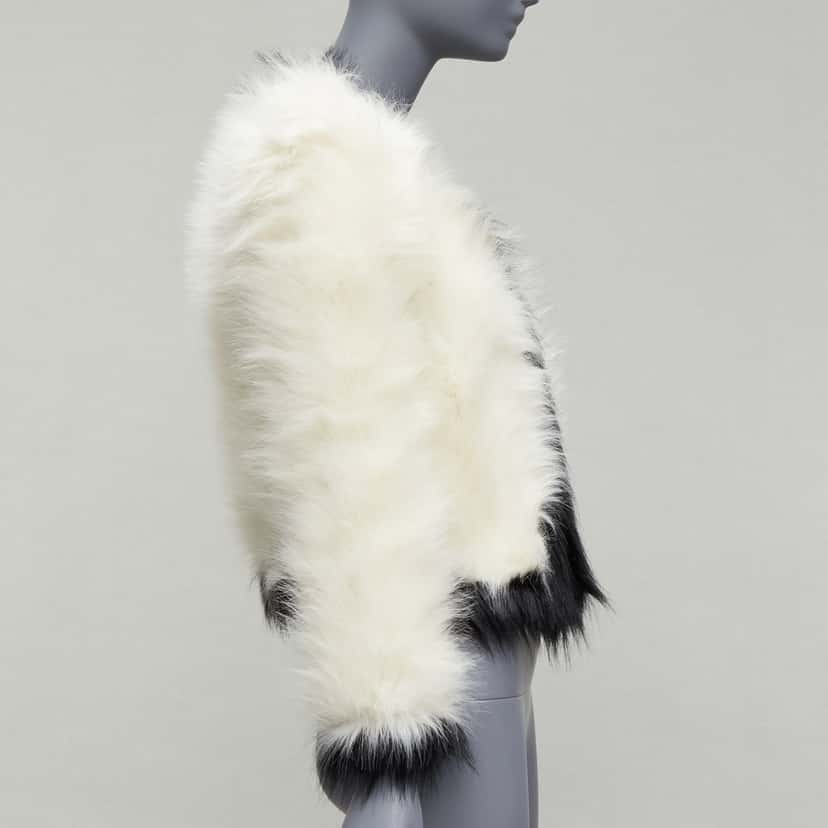 Saint Laurent Cream Faux Fur Jacket White Never worn, with tag - Model View