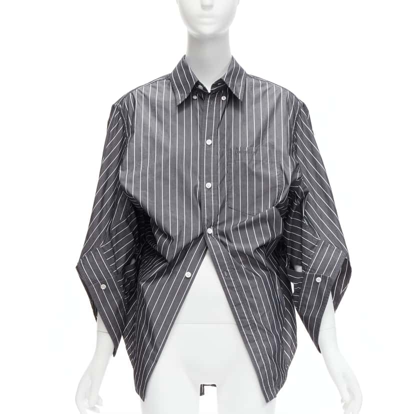 Balenciaga Pinstripe Shirt Grey Cotton Never worn - Front View
