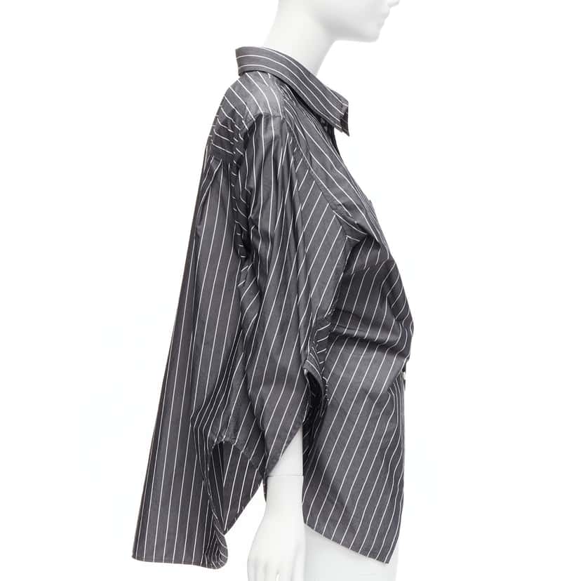 Balenciaga Pinstripe Shirt Grey Cotton Never worn - Inside View