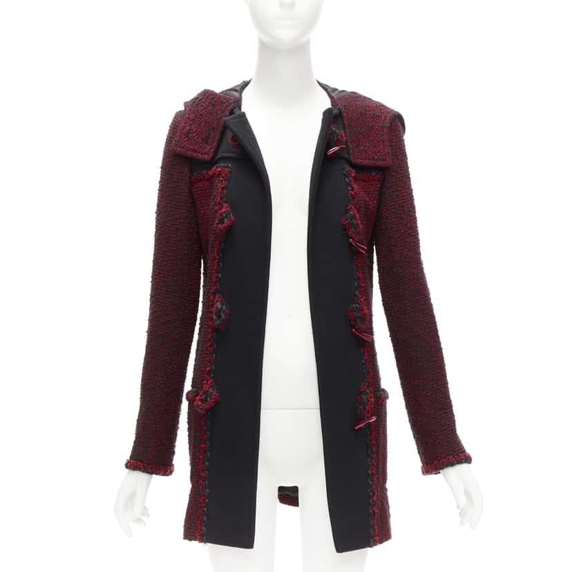 Chanel Red Duffel Coat Burgundy Wool Very good condition - Inside View