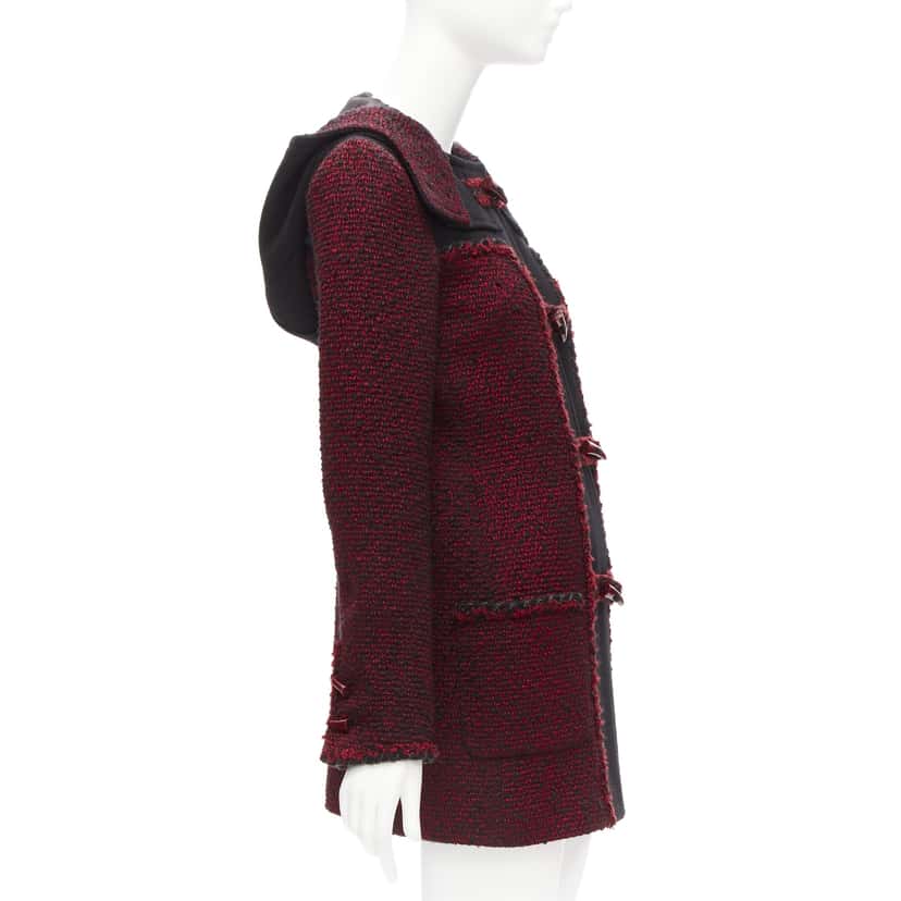 Chanel Red Duffel Coat Burgundy Wool Very good condition - Box View