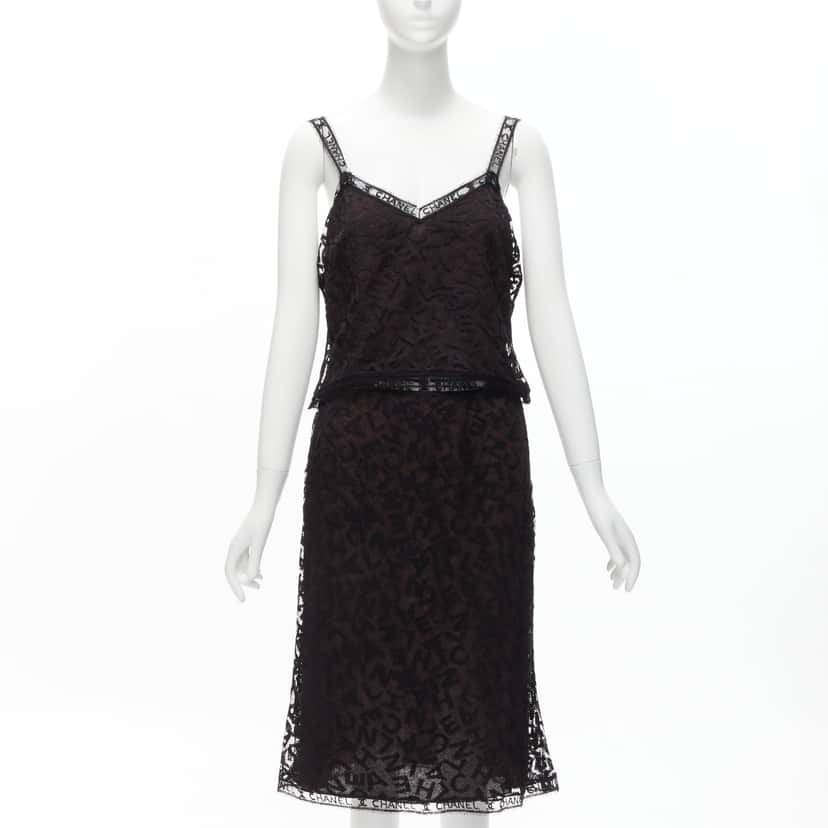 Chanel Lace Cami Skirt Brown Cotton Good condition - Front View