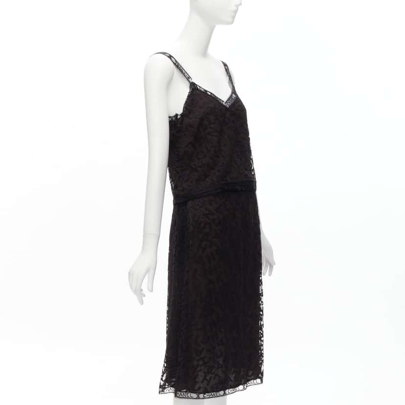 Chanel Lace Cami Skirt Brown Cotton Good condition - Inside View