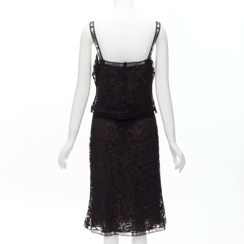 Chanel Lace Cami Skirt Brown Cotton Good condition - Box View