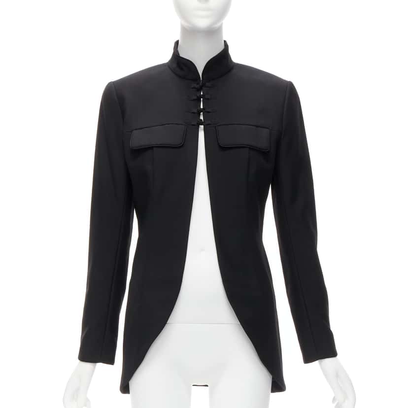 Christian Dior Mandarin Collar Jacket Black Wool Never worn - Front View