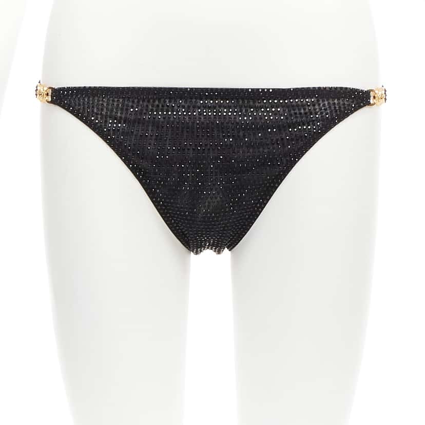 Versace Crystal Bikini Pants Black Polyamide Never worn - Inside View