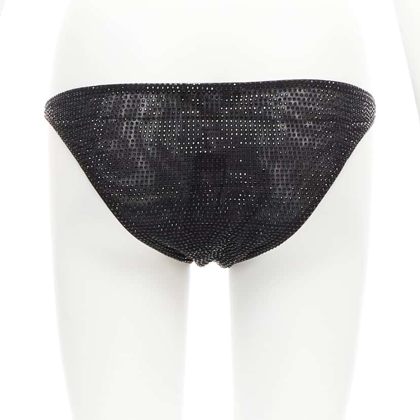 Versace Crystal Bikini Pants Black Polyamide Never worn - Box View