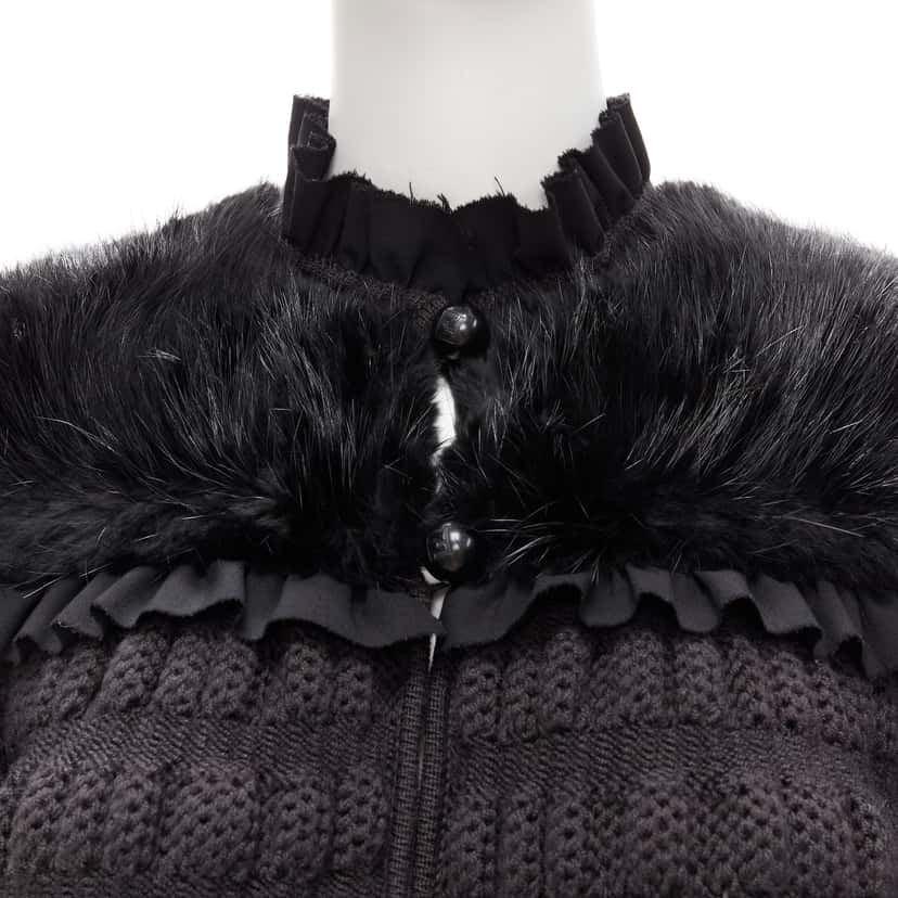 Fendi Black Bell Coat Black Fur Never worn - Back View