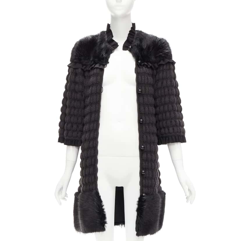 Fendi Black Bell Coat Black Fur Never worn - Inside View