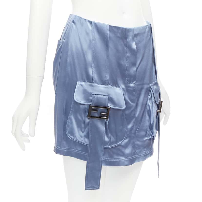 Fendi Cargo Satin Skirt Blue Viscose Very good condition - Inside View