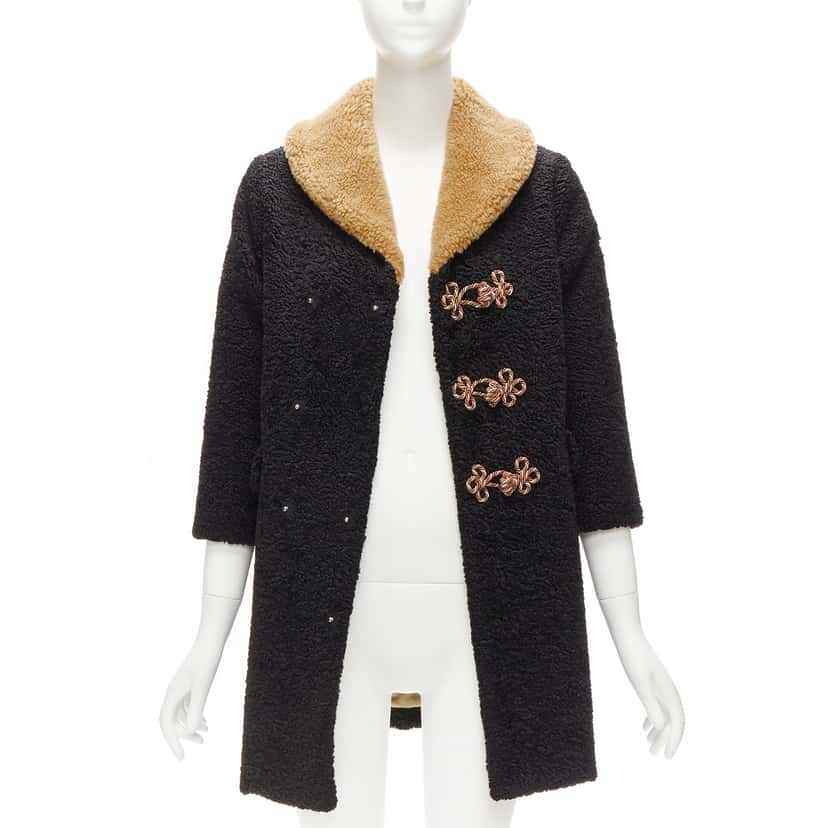 Gucci Anchor Teddy Coat Black Polyester Never worn - Inside View