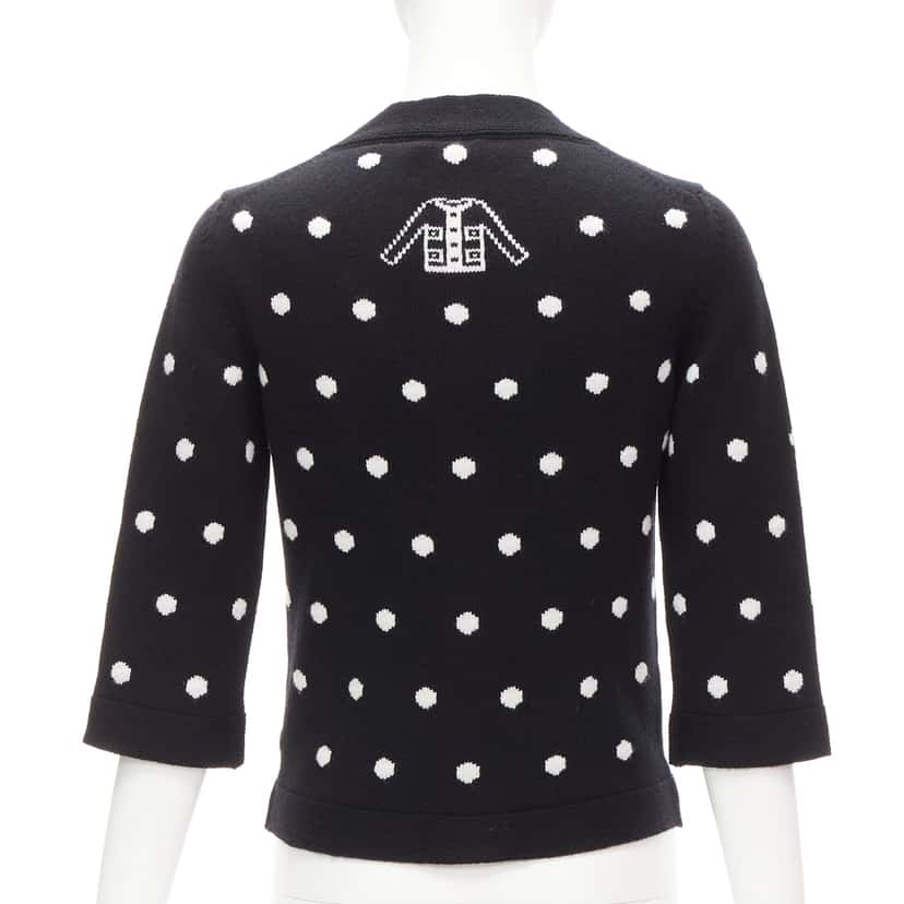 Chanel Embellished Dot Cardigan White Cashmere Never worn - Front View