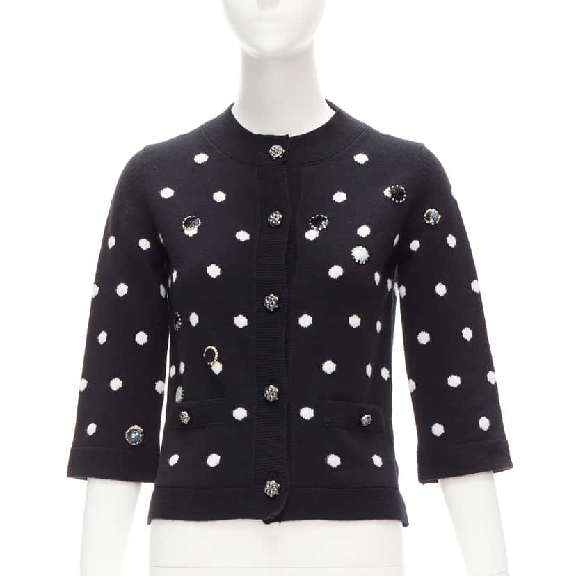 Chanel Embellished Dot Cardigan White Cashmere Never worn - Inside View