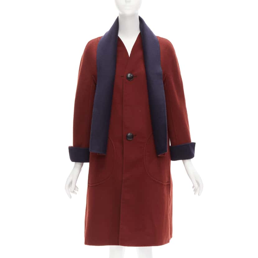 Loro Piana Burgundy Reversible Coat Burgundy Cashmere Very good condition - Back View
