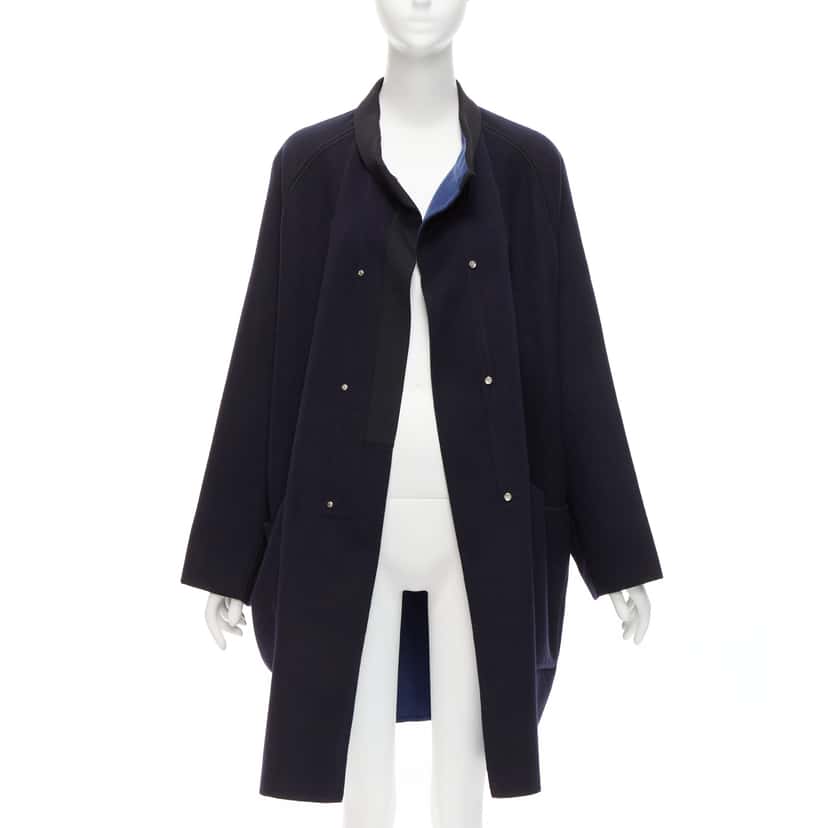 Hermès Navy Cocoon Coat Navy Cashmere Never worn - Inside View