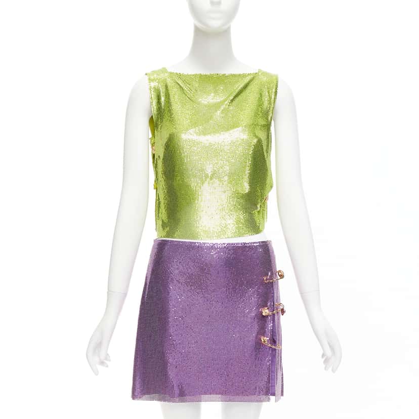 Versace Chainmail Pin Top Green Very good condition - Front View