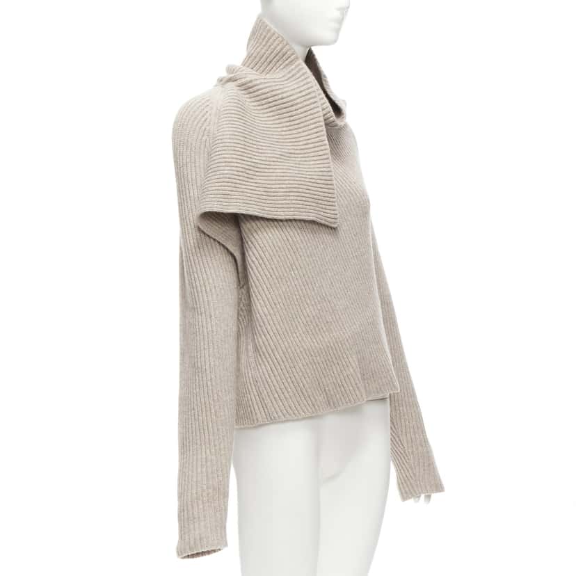 Celine Draped Neck Sweater Beige Wool Never worn - Inside View