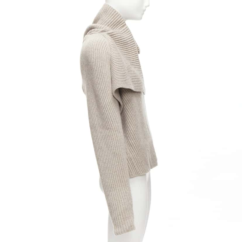 Celine Draped Neck Sweater Beige Wool Never worn - Model View
