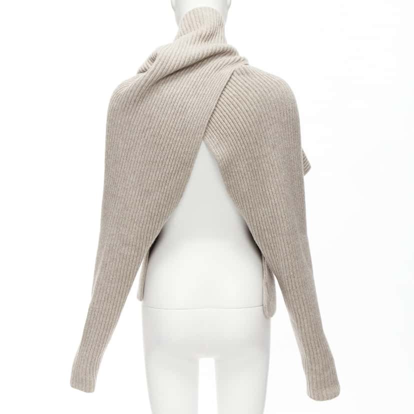 Celine Draped Neck Sweater Beige Wool Never worn - Box View