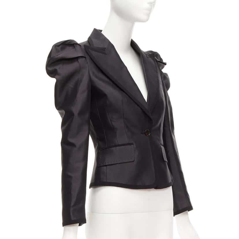 Dolce & Gabbana Silk Princess Blazer Black Silk Never worn, with tag - Model View