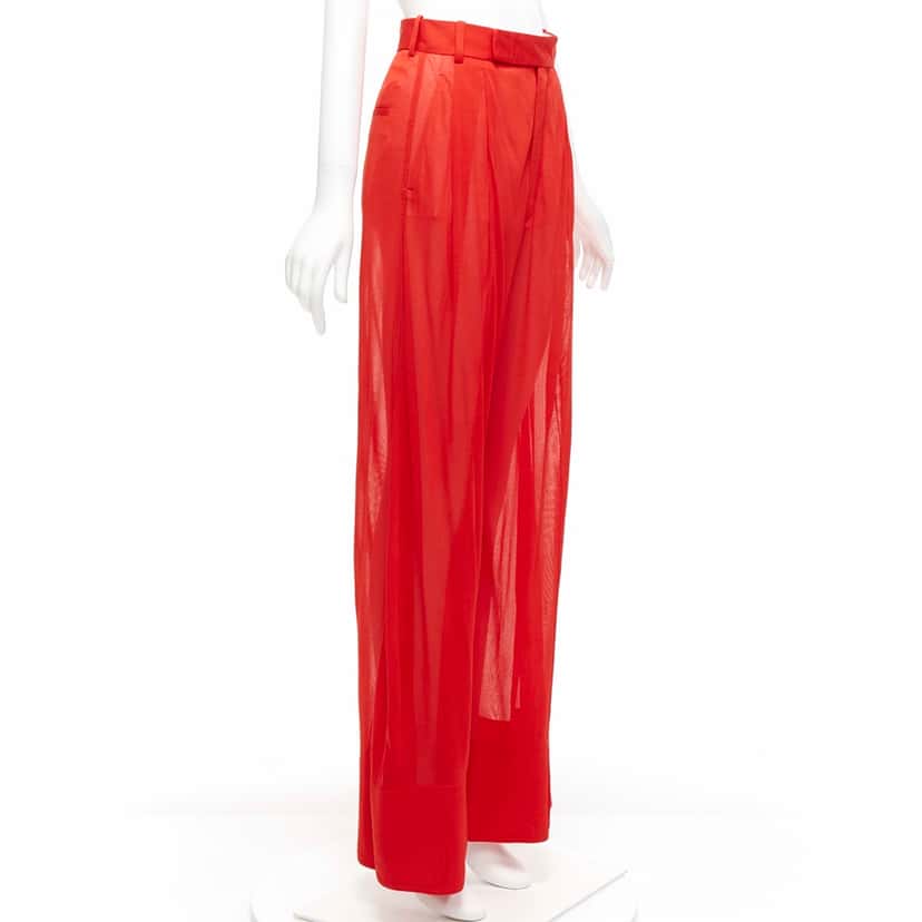 Celine Sheer Wide Pants Red Viscose Never worn, with tag - Inside View
