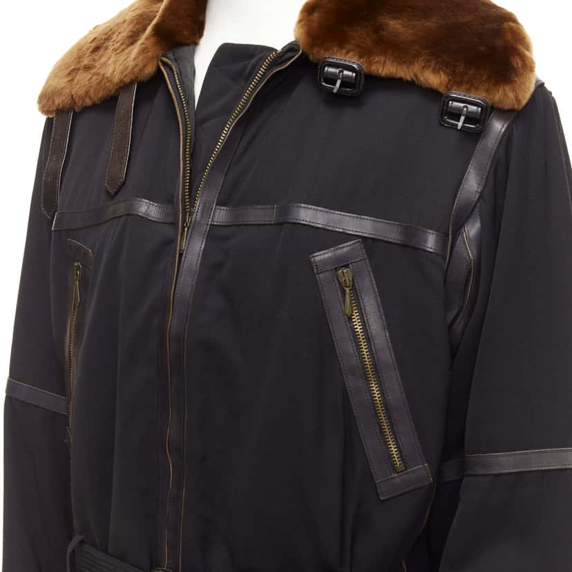 Jean Paul Gaultier Black Aviator Jacket Black Wool Good condition - Back View