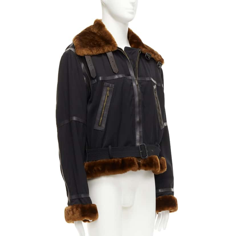 Jean Paul Gaultier Black Aviator Jacket Black Wool Good condition - Model View