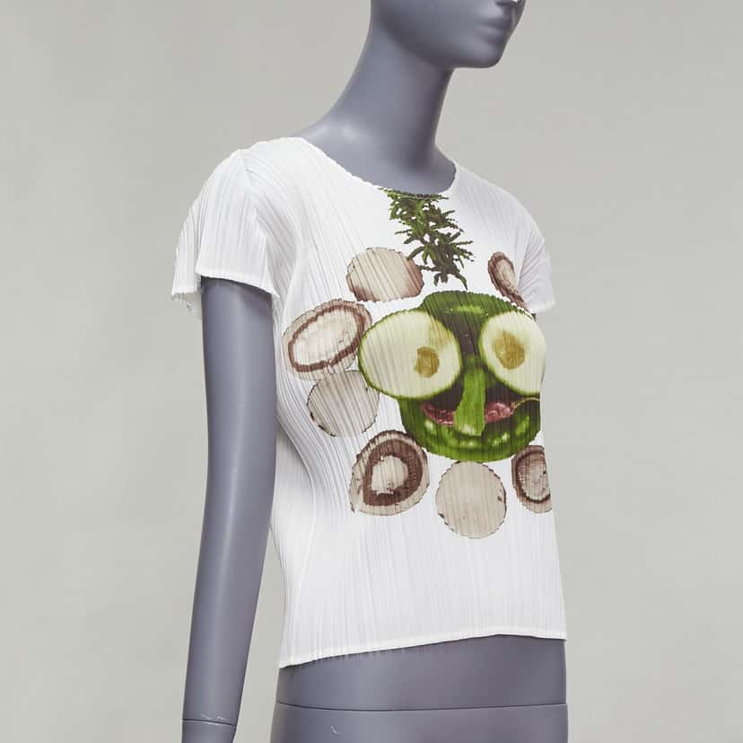 Issey Miyake Cucumber Print Top White Polyester Never worn - Inside View