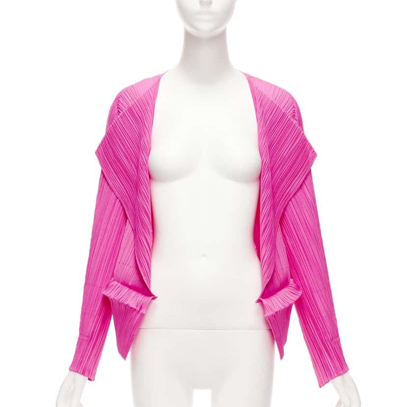 Issey Miyake Pink Pleated Cardigan Pink Polyester Never worn - Back View