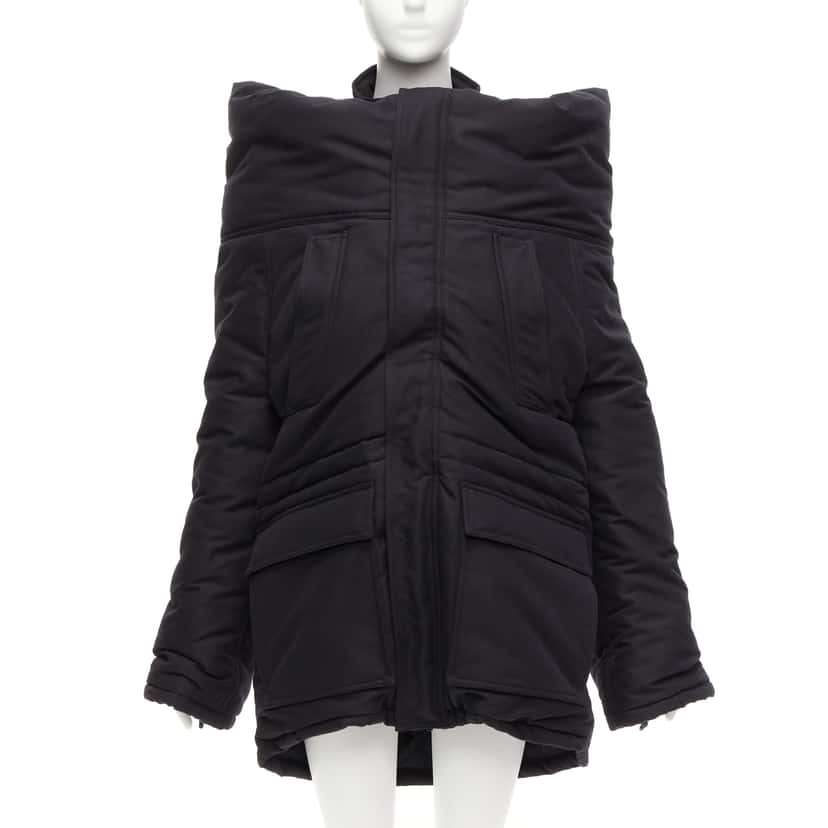 Balenciaga CB Parka 681495 Black Polyamide Never worn - Front View
