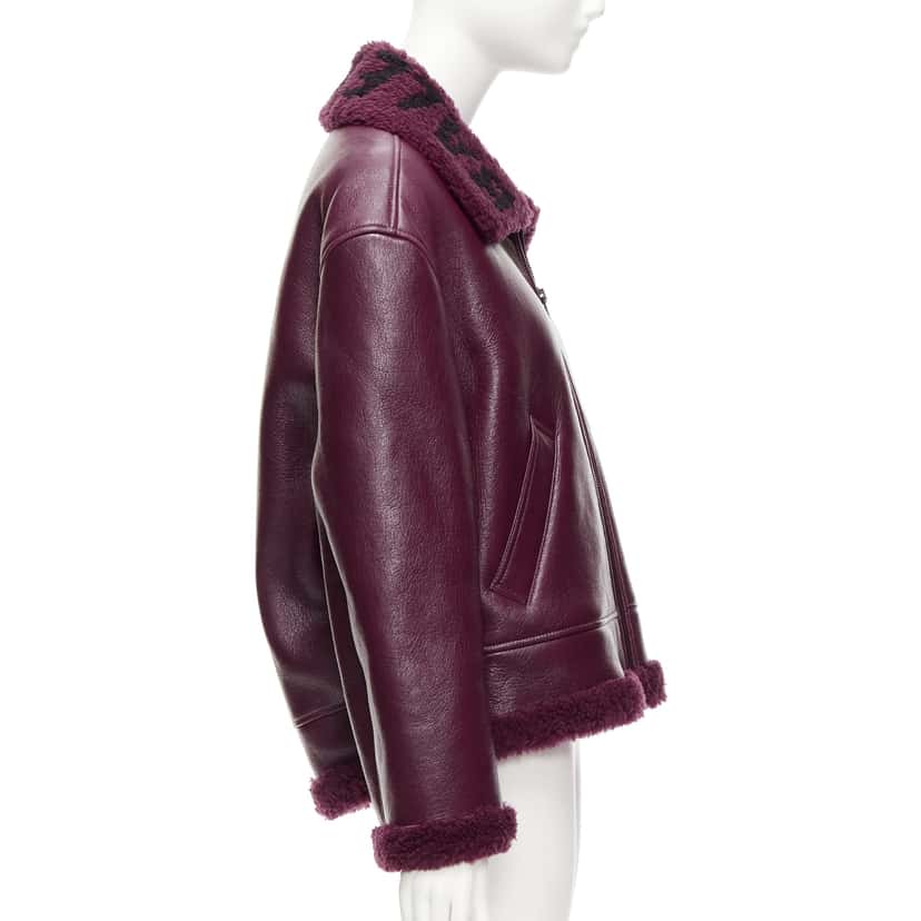 Balenciaga Shearling Bombardier Burgundy Fur Never worn, with tag - Front View
