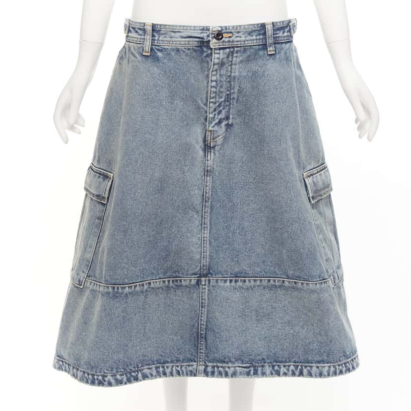 Balenciaga Cargo Denim Skirt Blue Never worn, with tag - Front View