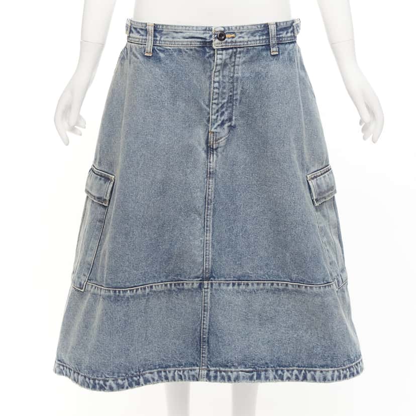 Balenciaga Cargo Denim Skirt Blue Cotton Never worn, with tag - Front View