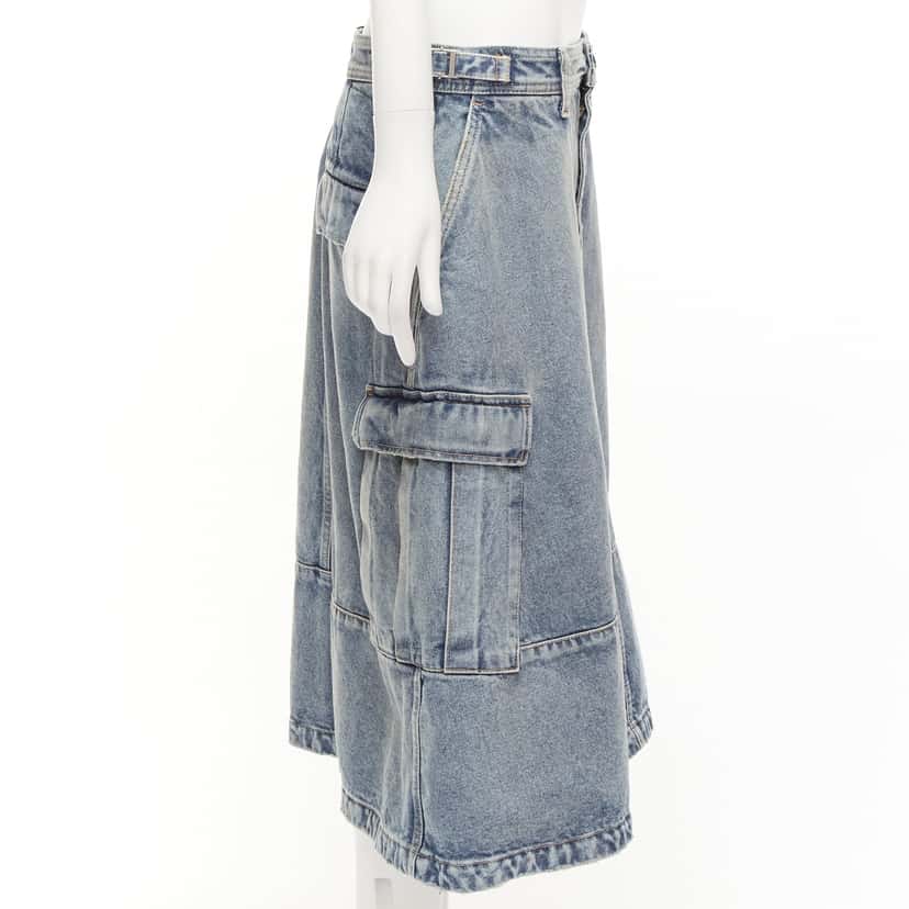 Balenciaga Cargo Denim Skirt Blue Cotton Never worn, with tag - Model View