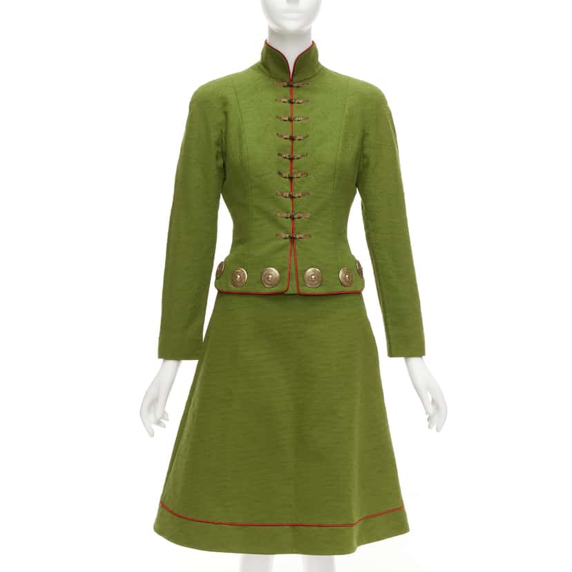 Dior Green Skirt Suit Green Cotton Never worn, with tag - Front View