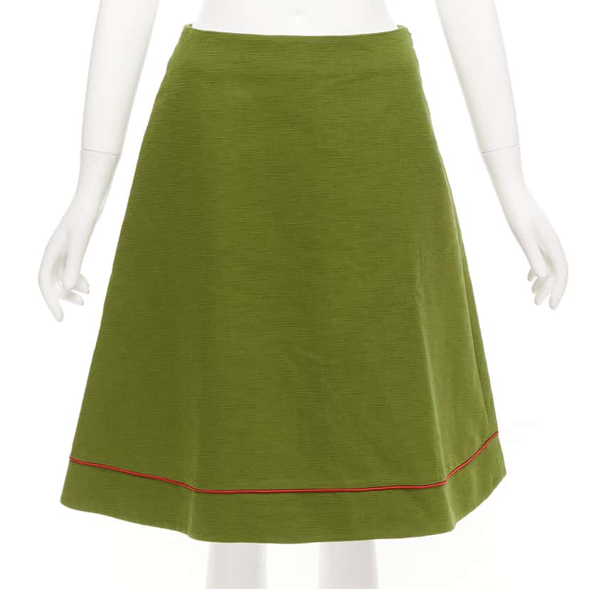 Dior Pique A-line Skirt Green Cotton Never worn, with tag - Front View
