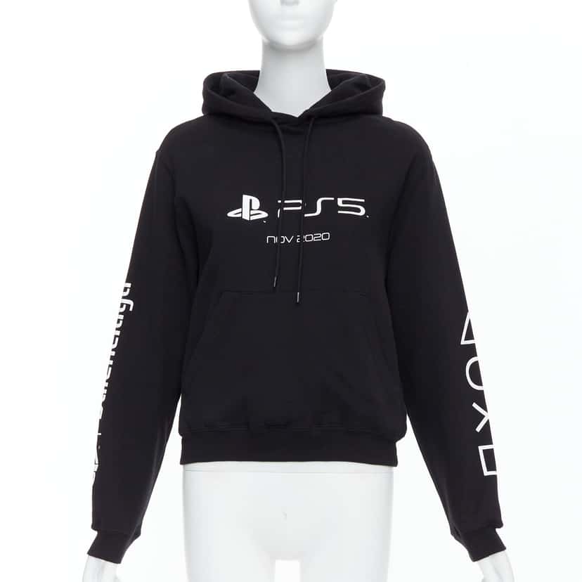 Balenciaga Logo Fitted Hoodie Black Cotton Never worn, with tag - Front View
