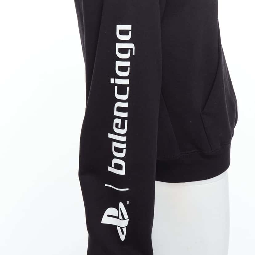 Balenciaga Logo Fitted Hoodie Black Cotton Never worn, with tag - Back View