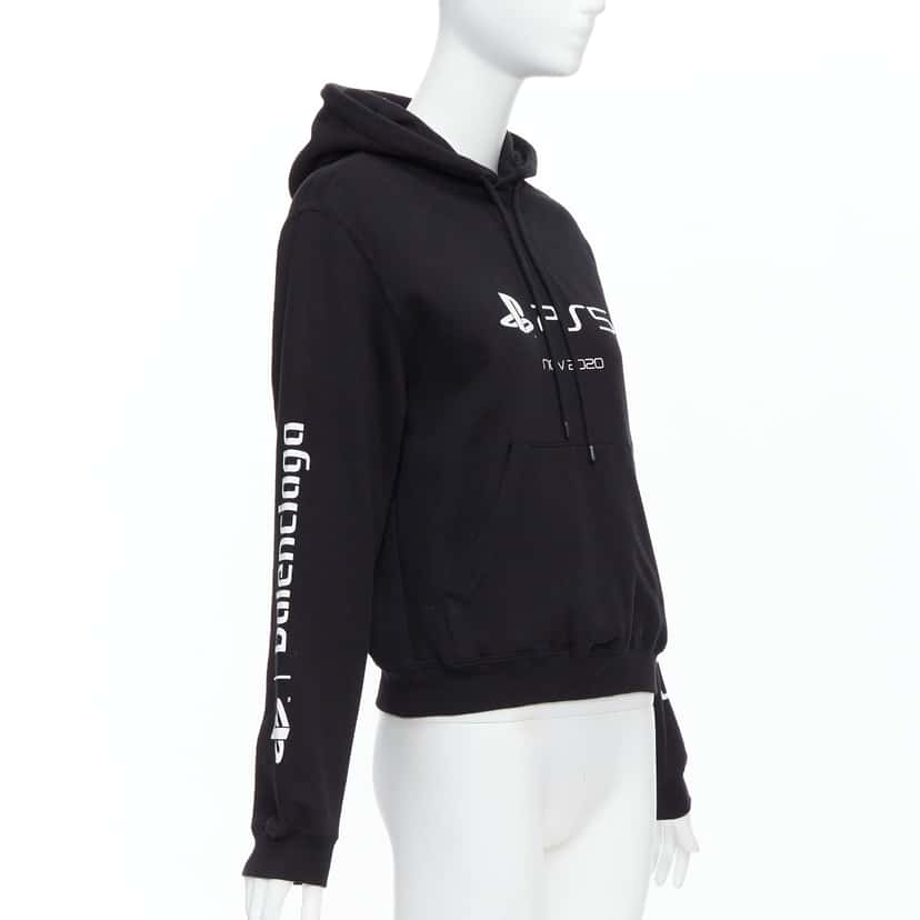 Balenciaga Logo Fitted Hoodie Black Cotton Never worn, with tag - Inside View