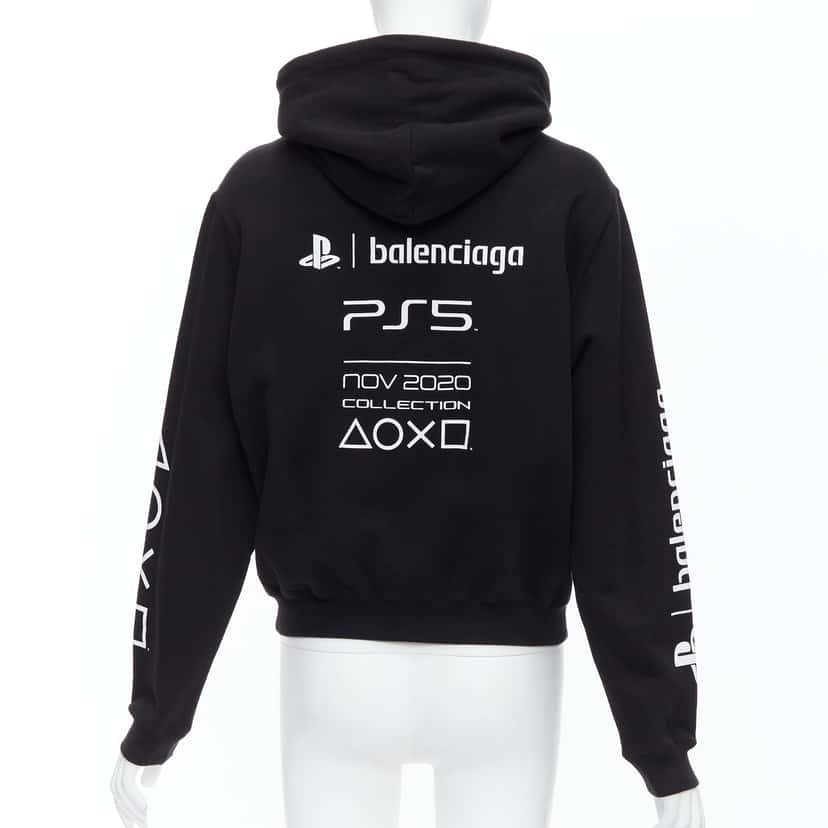 Balenciaga Logo Fitted Hoodie Black Cotton Never worn, with tag - Box View