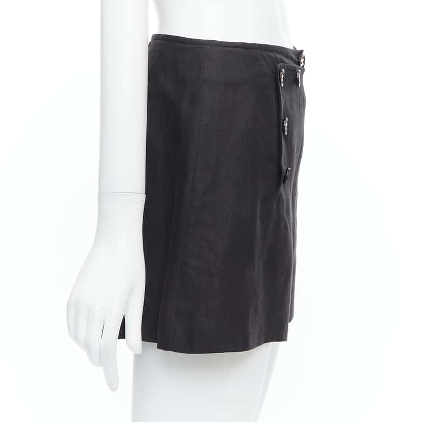 Chanel Gold Sailor Shorts Black Linen Never worn - Model View