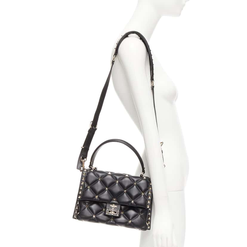 Valentino Garavani Candystud Black Leather Good condition - Back View