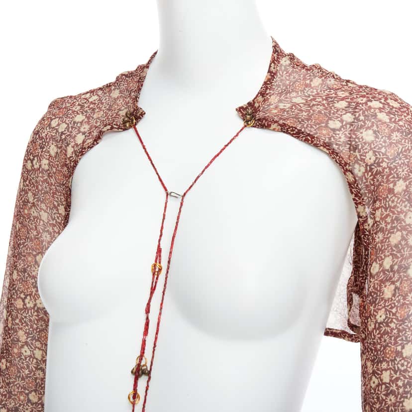 Dries Van Noten Fur Floral Crop Top Brown Silk Never worn - Back View