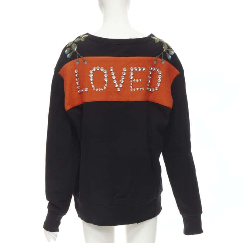 Gucci Floral Studded Sweatshirt Black Cotton Never worn - Back View