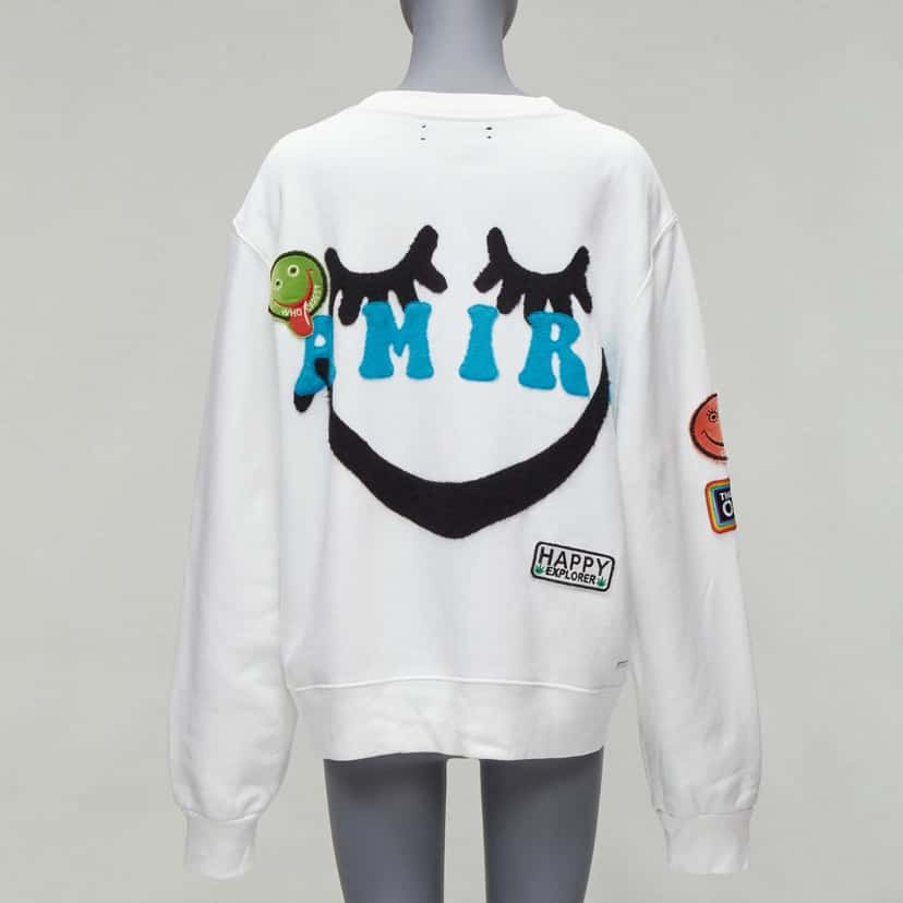 Amiri Badge Smiley Hoodie White Cotton Good condition - Back View