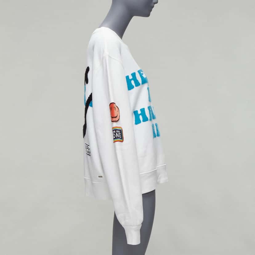 Amiri Badge Smiley Hoodie White Cotton Good condition - Model View