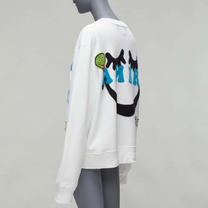 Amiri Badge Smiley Hoodie White Cotton Good condition - Box View