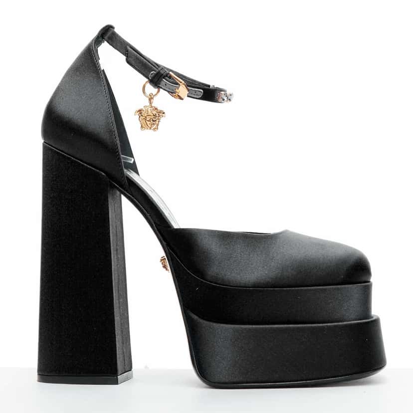 Versace Aevitas Pink Platform Black Never worn - Front View