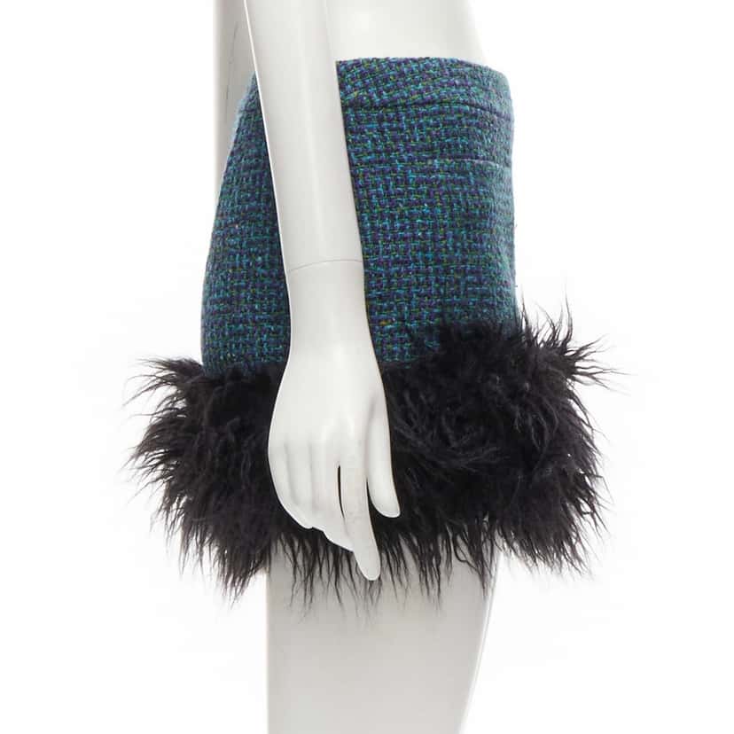 Saint Laurent Trim Tweed Skirt Blue Tweed Never worn, with tag - Inside View