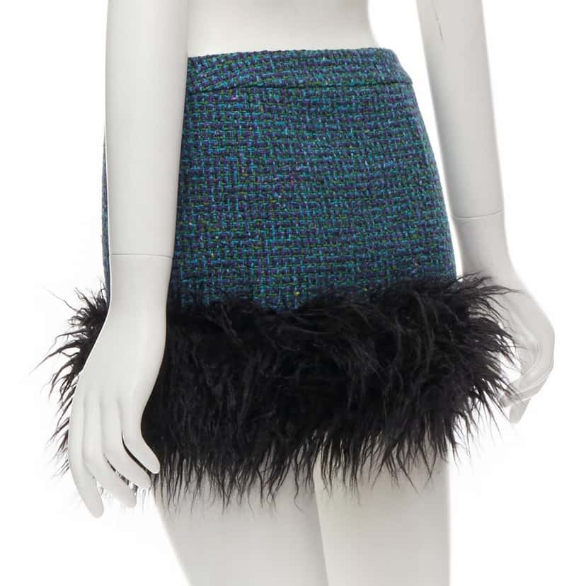 Saint Laurent Trim Tweed Skirt Blue Tweed Never worn, with tag - Box View